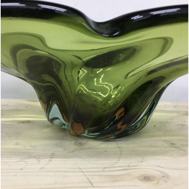 Vintage green Murano glass jar