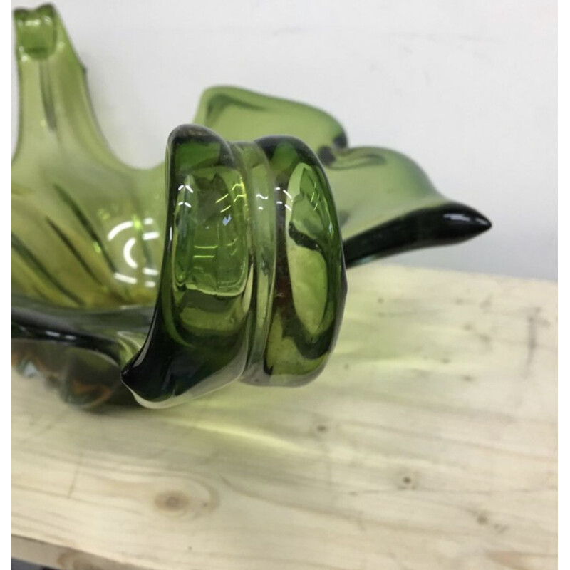 Vaso vert vintage in vetro di Murano