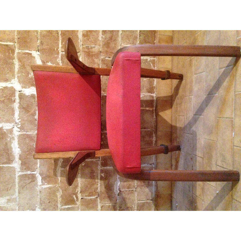 Bow-Wood chair in red leatherette by Steiner