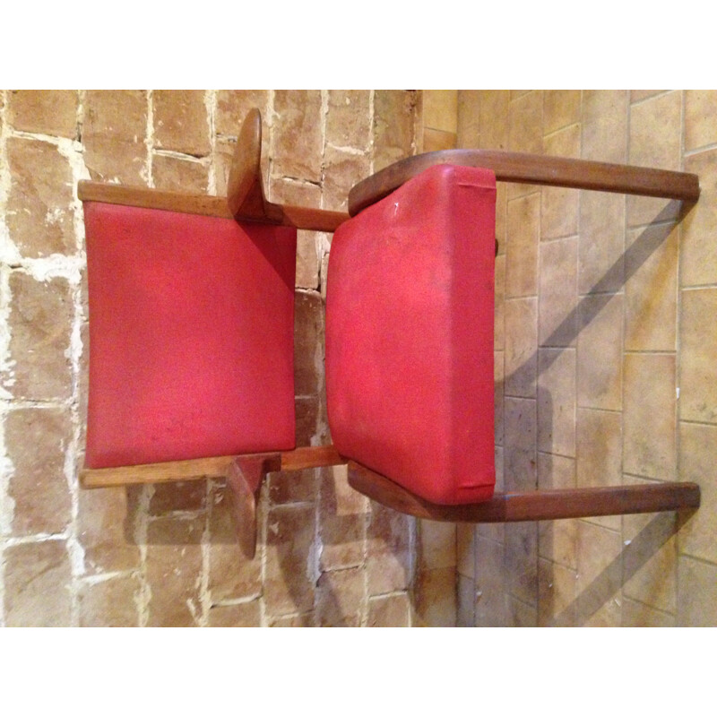 Bow-Wood chair in red leatherette by Steiner