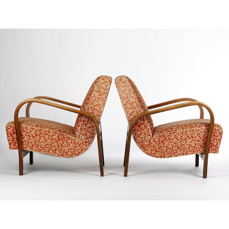 Armchair in wood and fabric, KROPACEK & KUZLKA - 1950s