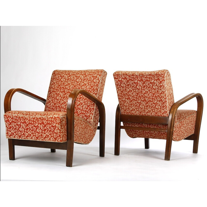 Armchair in wood and fabric, KROPACEK & KUZLKA - 1950s