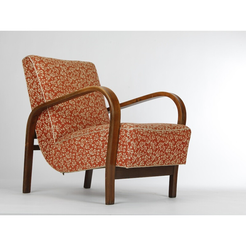 Armchair in wood and fabric, KROPACEK & KUZLKA - 1950s