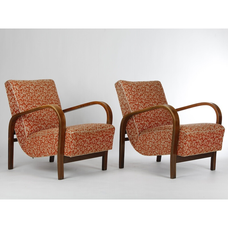 Armchair in wood and fabric, KROPACEK & KUZLKA - 1950s