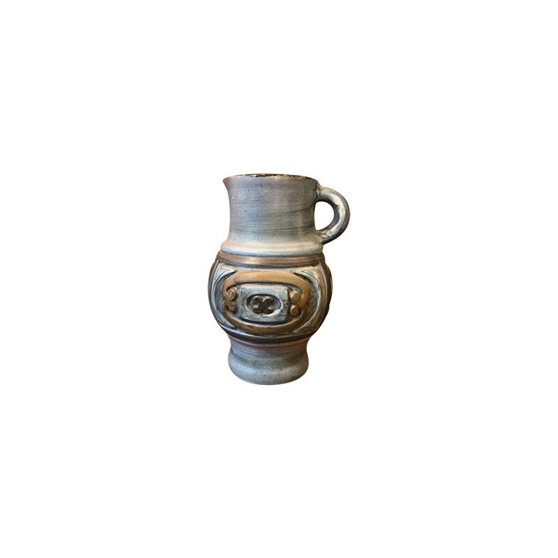 Vintage ceramic gray pitcher by Jean de Lespinasse 1970