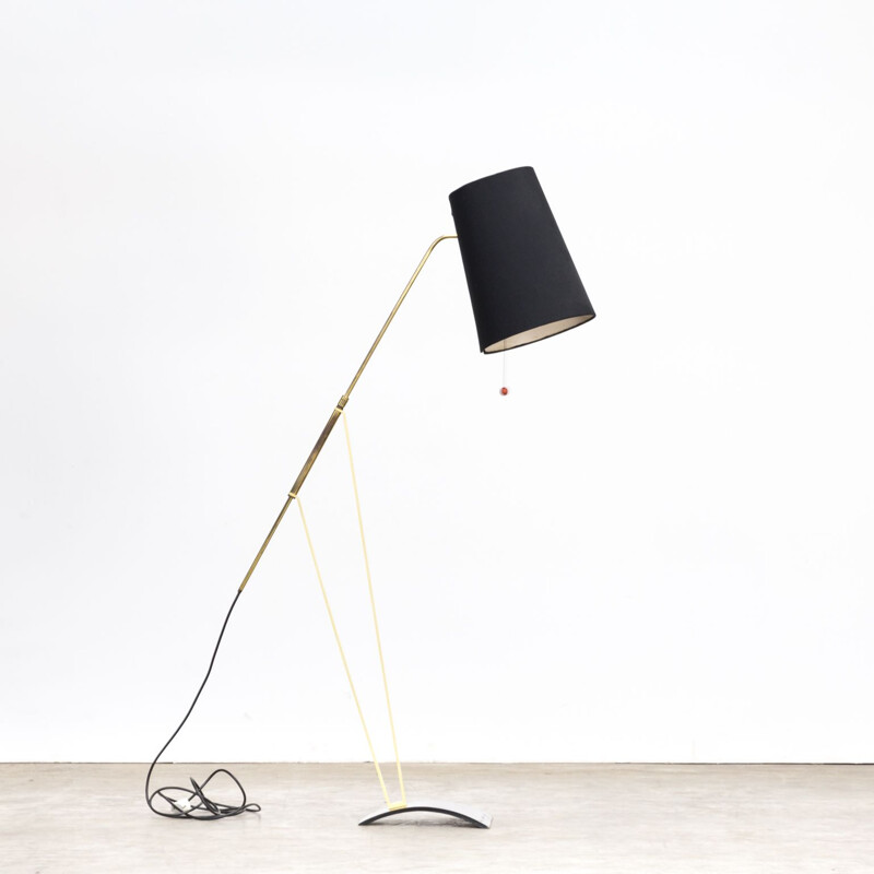 Vintage floorlamp for Ateljé Lyktan in black fabric and metal 1950