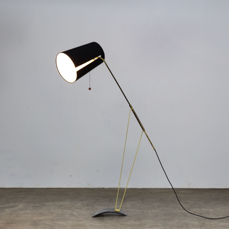 Vintage floorlamp for Ateljé Lyktan in black fabric and metal 1950