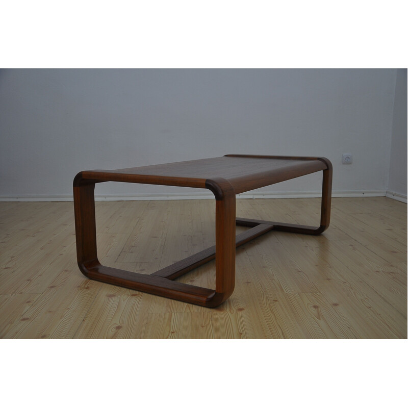 Table basse vintage en teck massif 1970