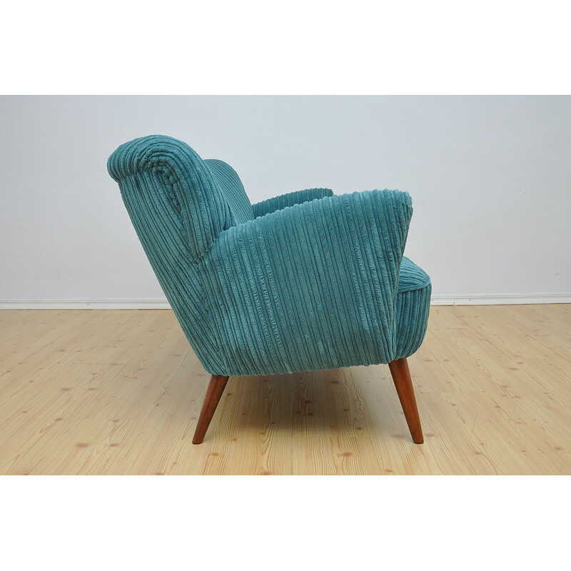 Vintage turquoise sofa in beechwood