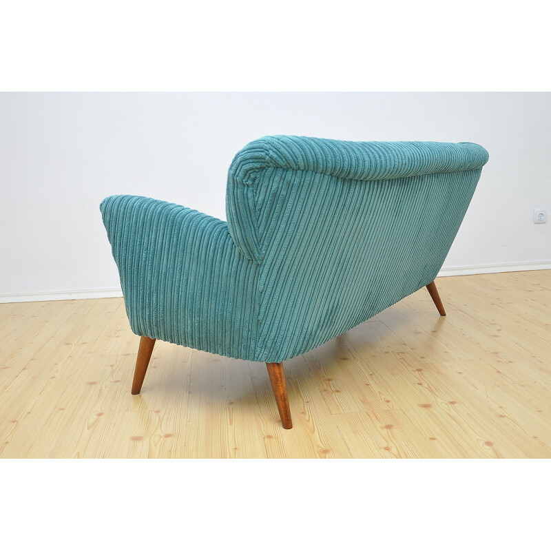 Vintage turquoise sofa in beechwood