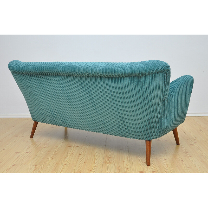 Vintage turquoise sofa in beechwood