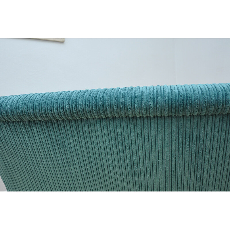 Vintage turquoise sofa in beechwood