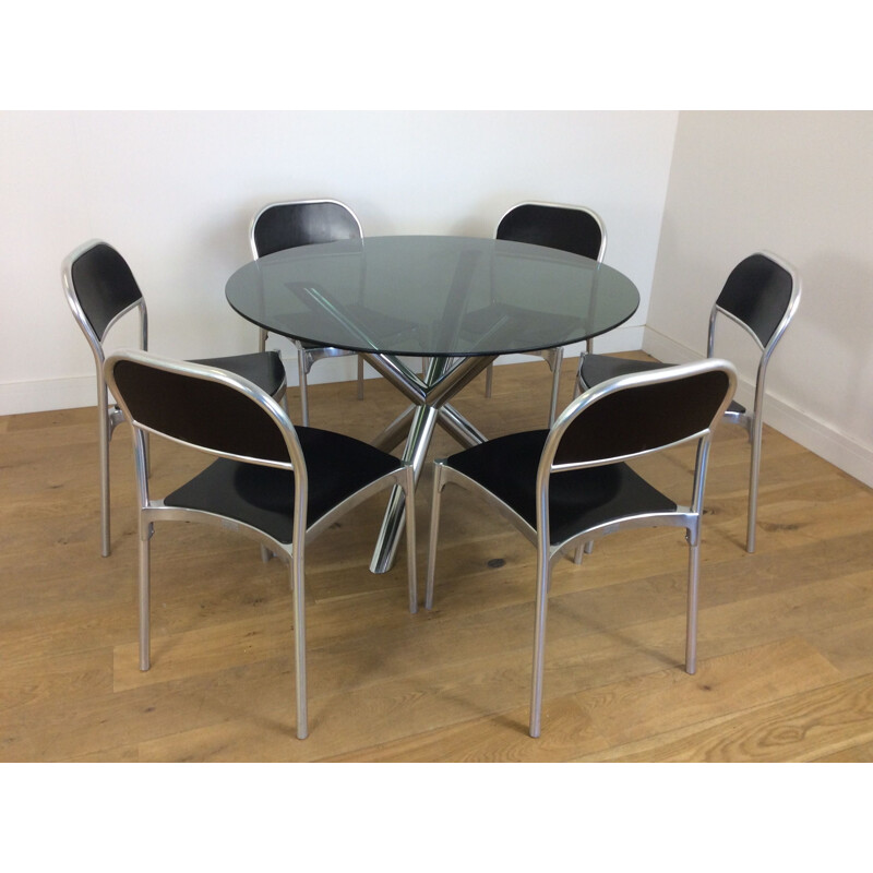 Vintage dining set with smoked glass tray