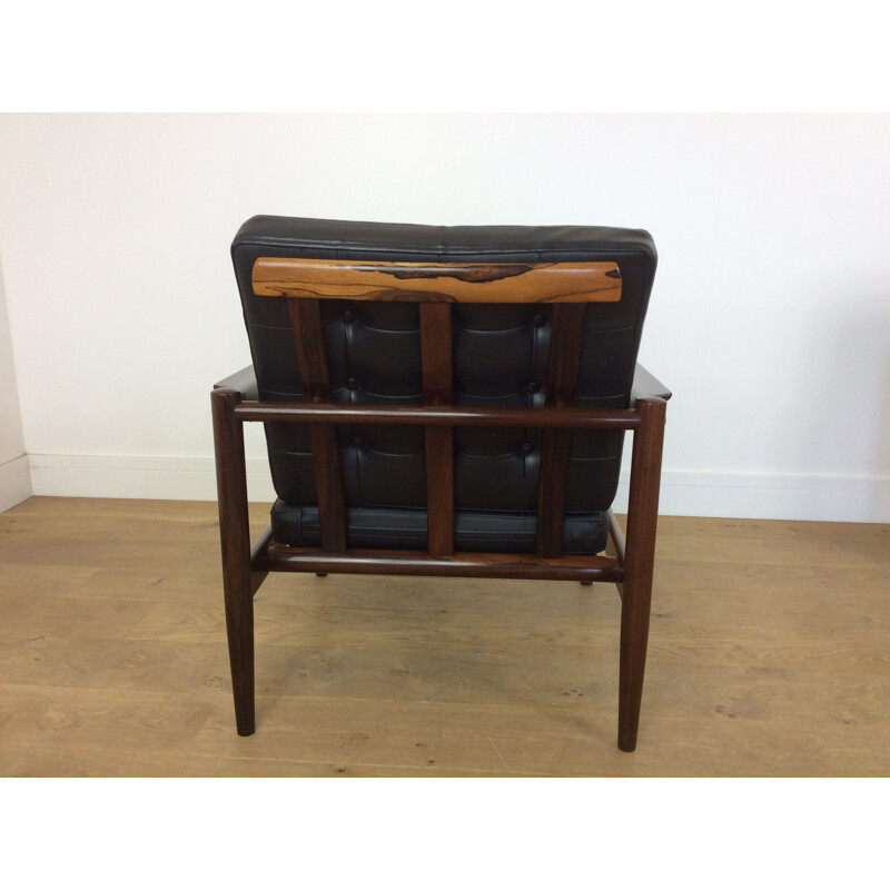 Pair of black rosewood armchairs by Borge Jensen