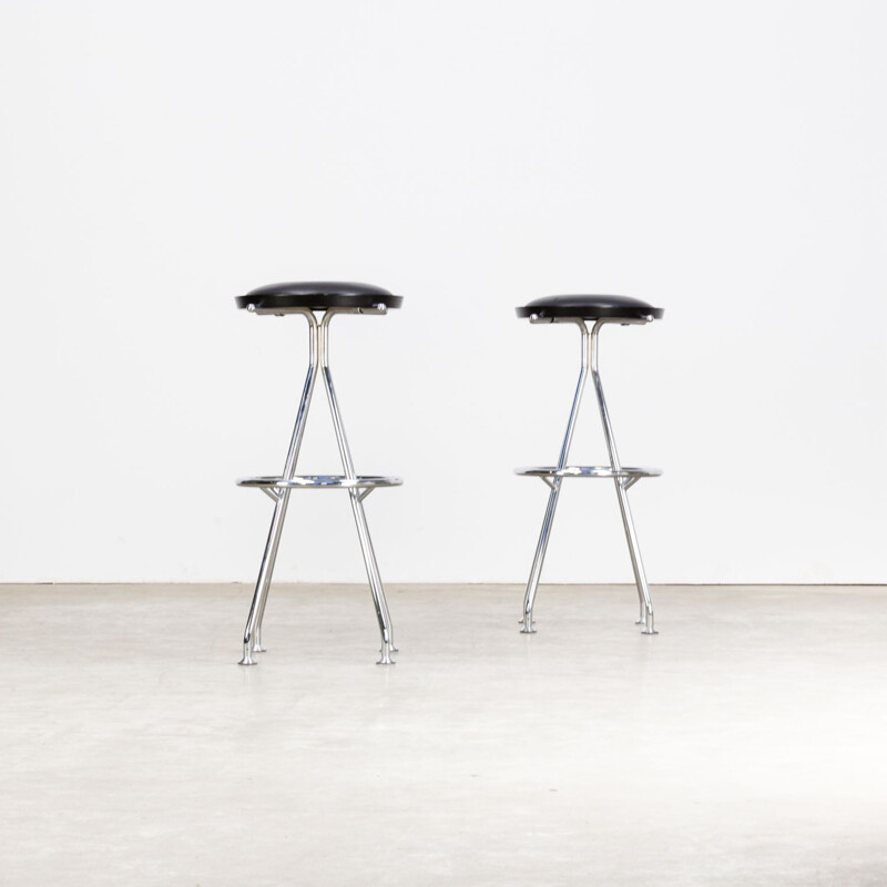 Pair of vintage barstools in chromed metal