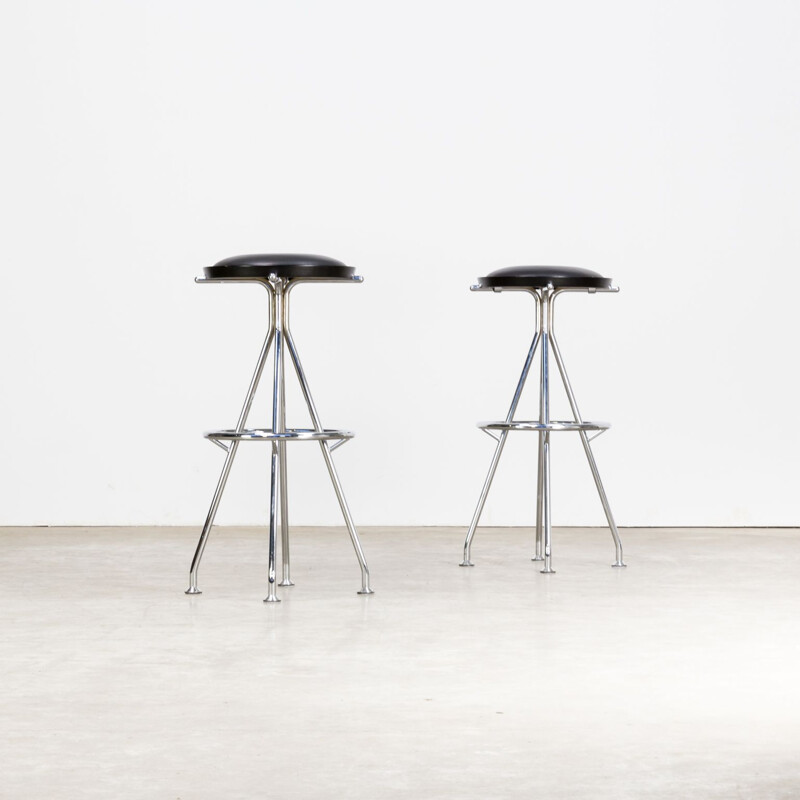 Pair of vintage barstools in chromed metal