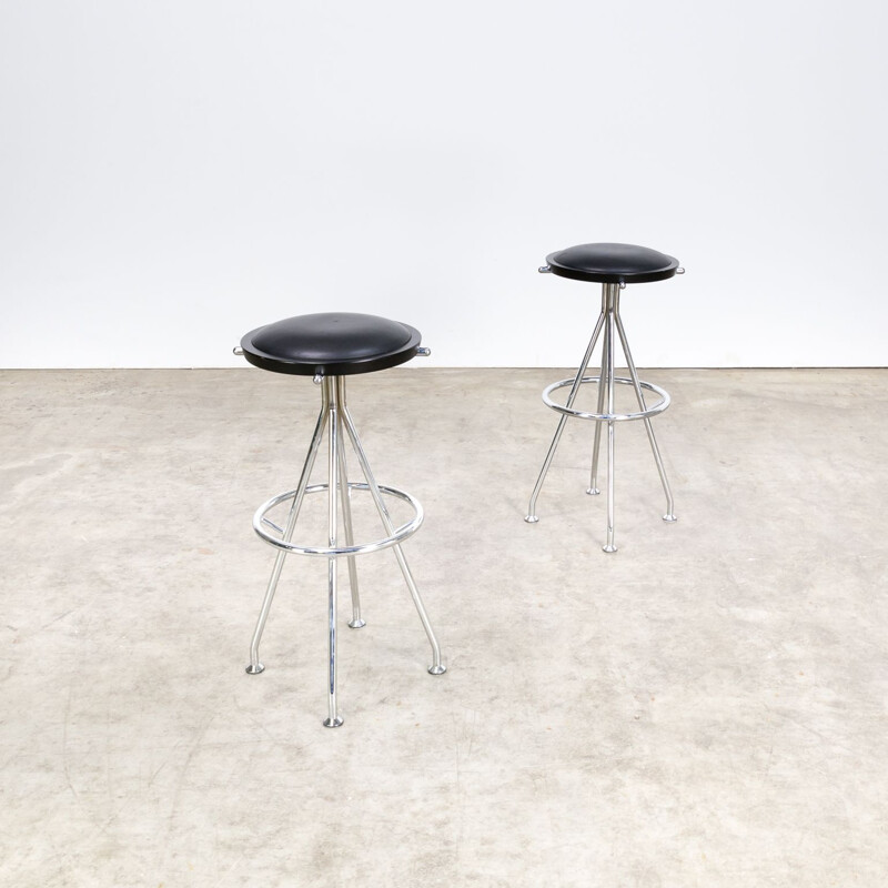 Pair of vintage barstools in chromed metal