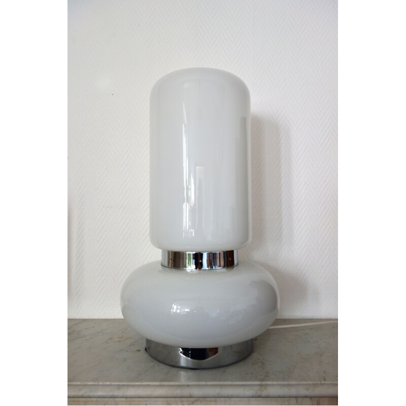 Vintage white lamp in Murano glass
