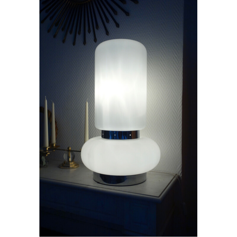 Vintage white lamp in Murano glass