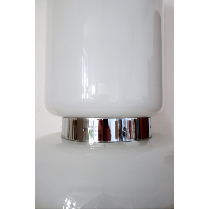 Lampe blanche vintage en verre de Murano