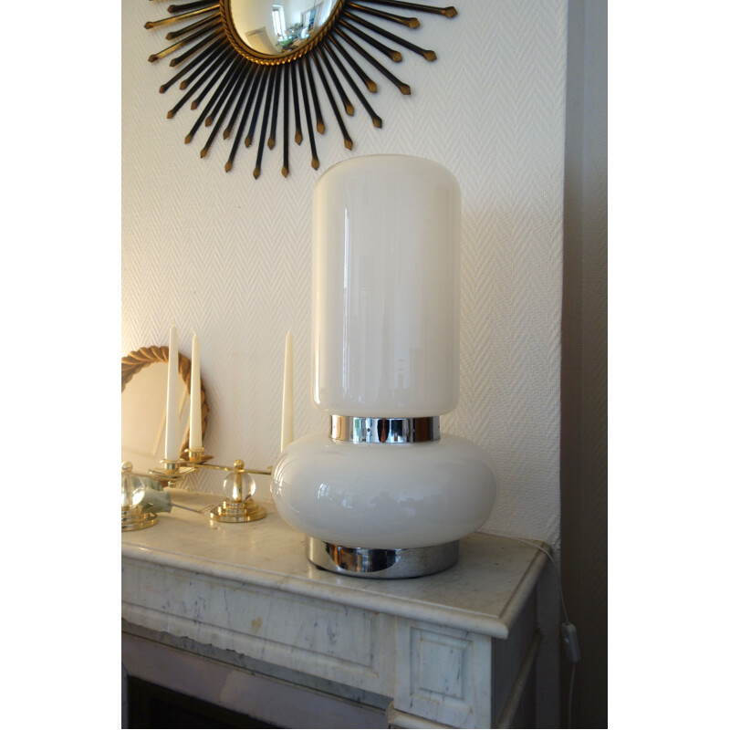 Vintage white lamp in Murano glass