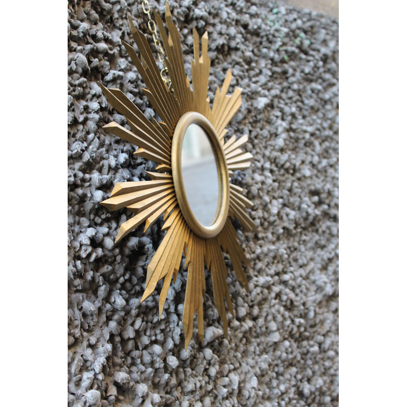 Vintage Sun mirror in golden glass