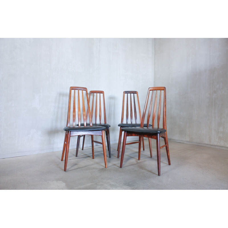 Set of 4 Eva chairs in rosewood by Niels Kofoed