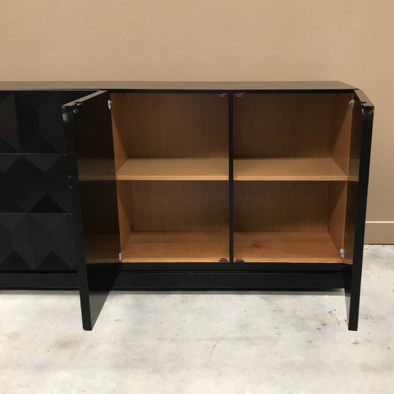 Vintage brutalist sideboard in black oak