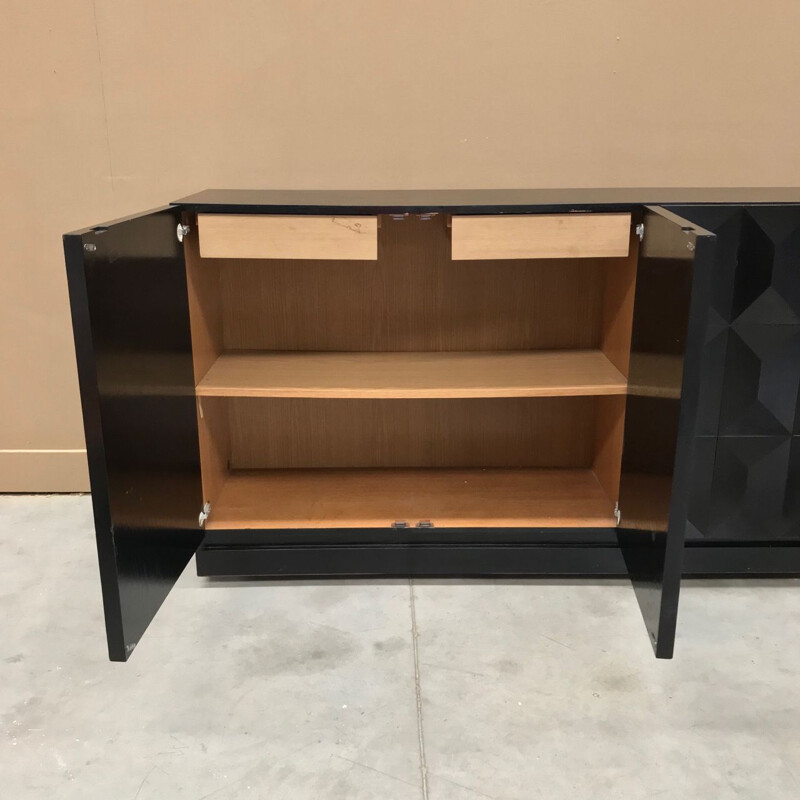 Vintage brutalist sideboard in black oak