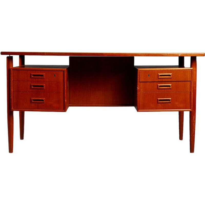 Vintage Danish teak desk by Dansk Mobelproducent