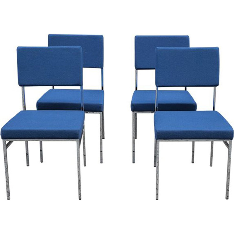 Set of 4 vintage blue chairs by Airborne