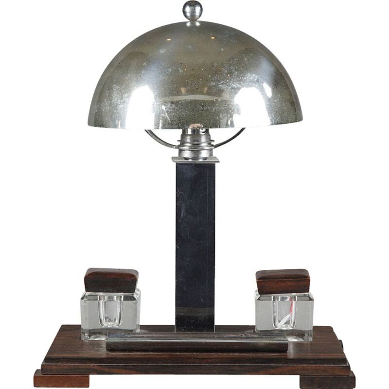 Lampe vintage avec encrier en métan et ébène de Macassar