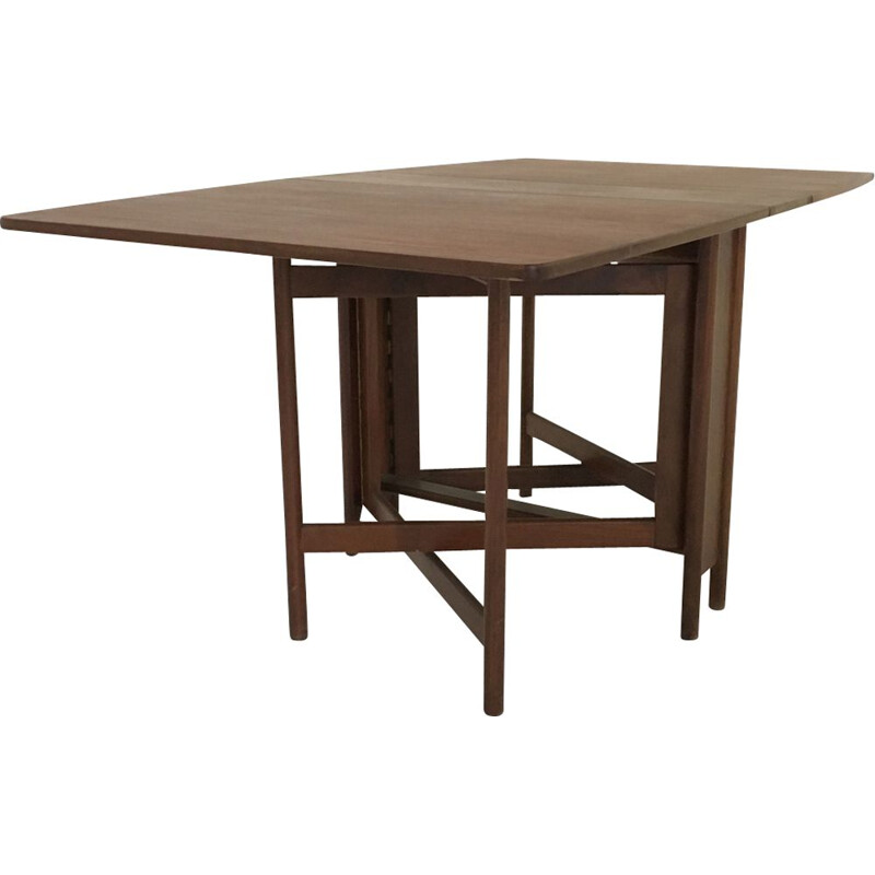 Vintage scandinavian folding table in wood 1960 wooden