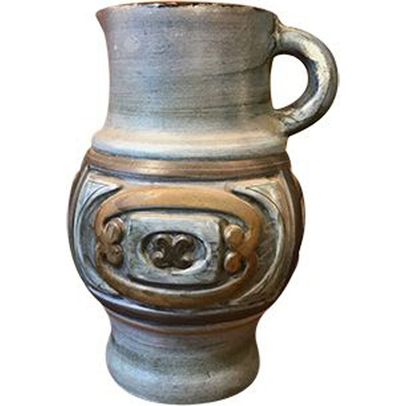 Vintage ceramic gray pitcher by Jean de Lespinasse 1970