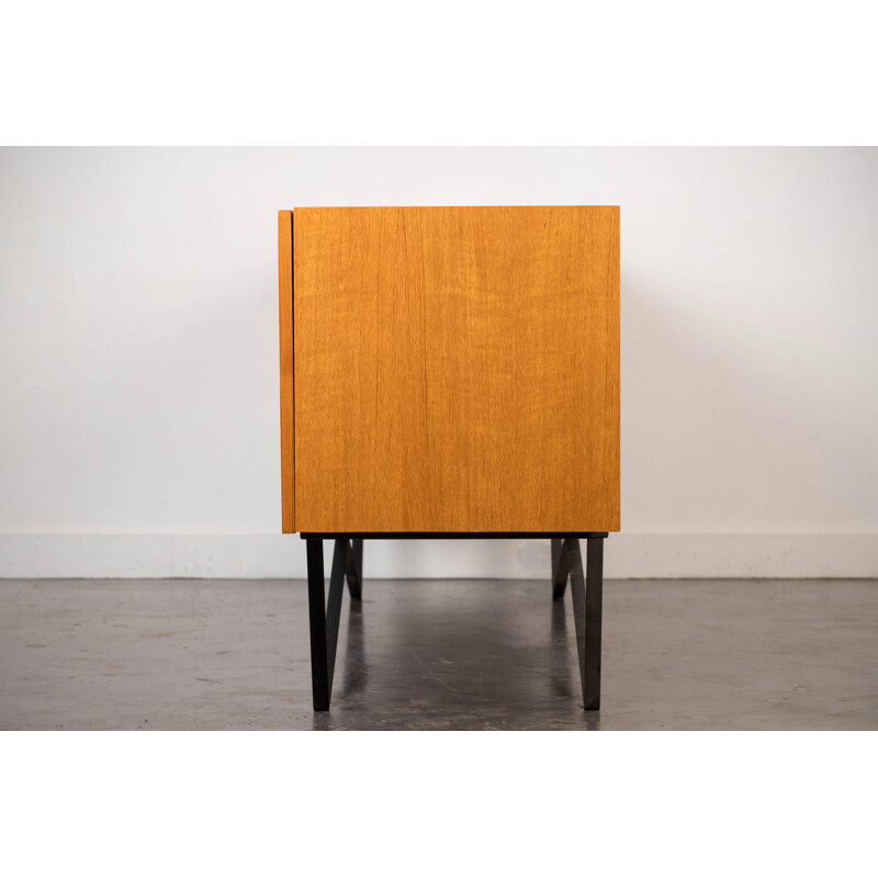 Vintage minimalist sideboard in teak and steel 1960