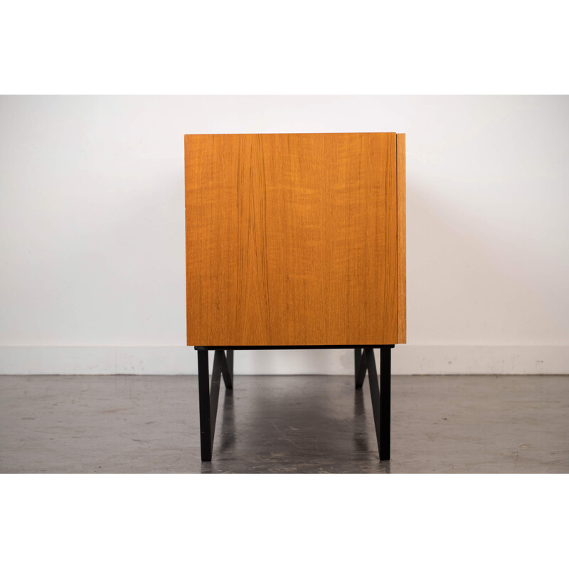 Vintage minimalist sideboard in teak and steel 1960