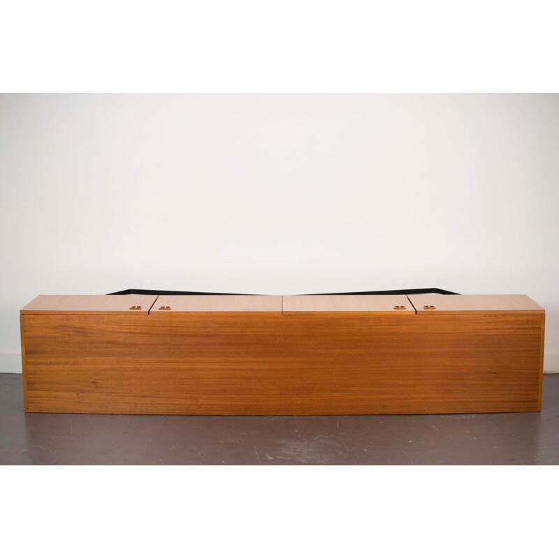 Vintage minimalist sideboard in teak and steel 1960