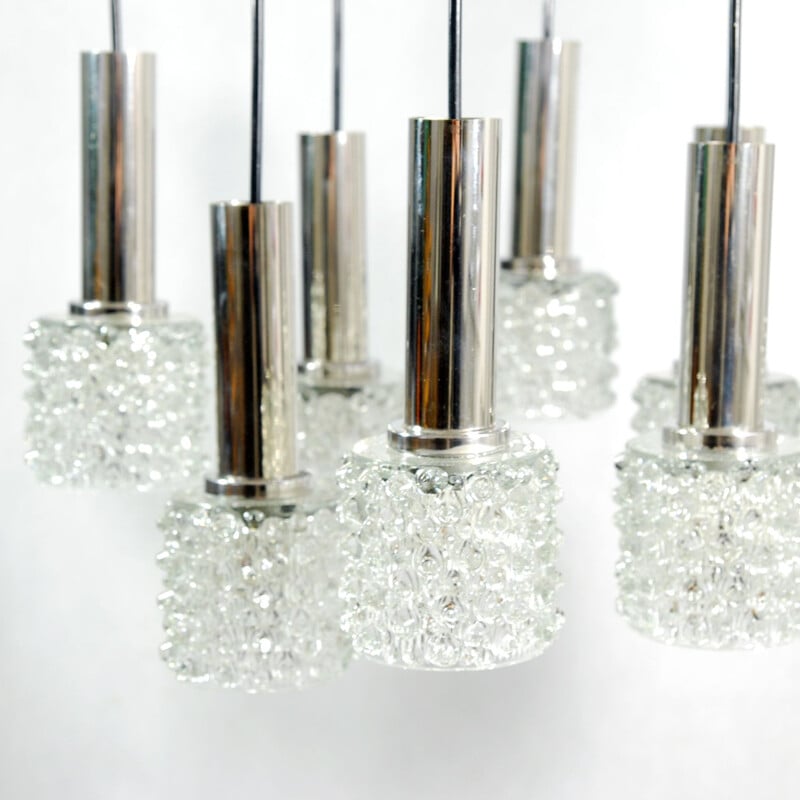 Vintage cascade chandelier for Wortmann & Filz in black metal and crystal