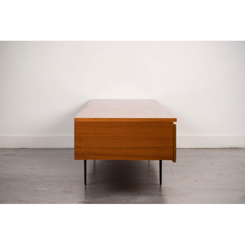 Vintage german minimalist sideboard in teak and metal 1960