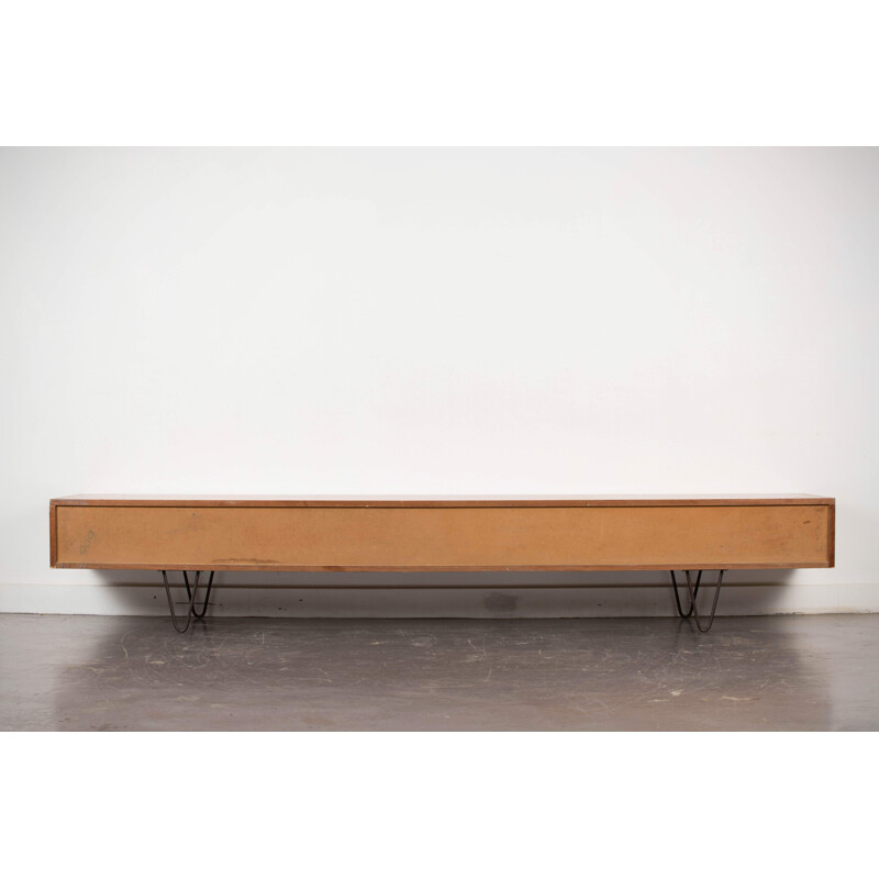 Vintage german minimalist sideboard in teak and metal 1960