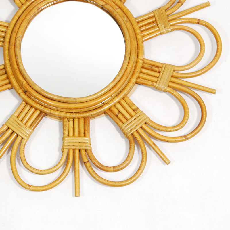 Vintage sun rattan mirror made in England 1970