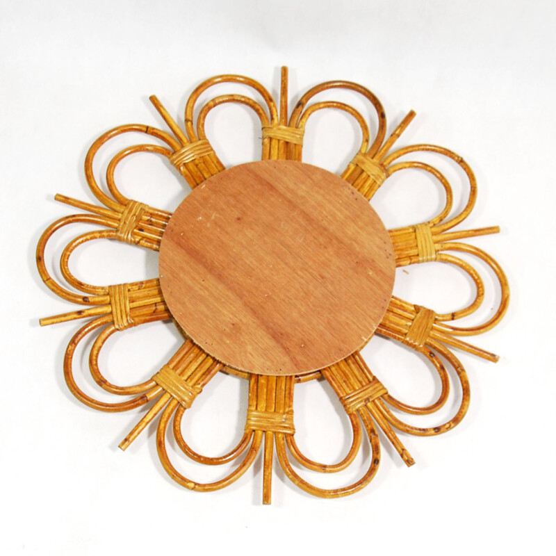 Vintage sun rattan mirror made in England 1970