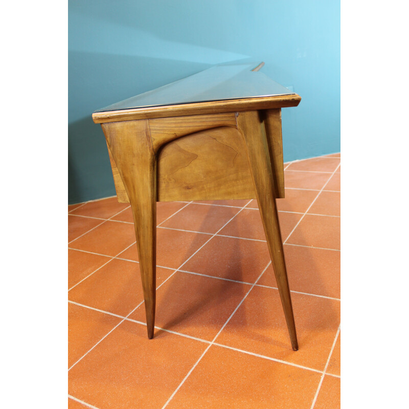 Vintage italian ashwood side table in glass 1950