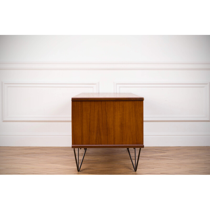 Vintage scandinavian sideboard in walnut and steel 1960