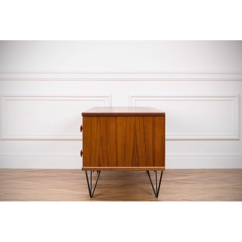 Vintage scandinavian sideboard in walnut and steel 1960