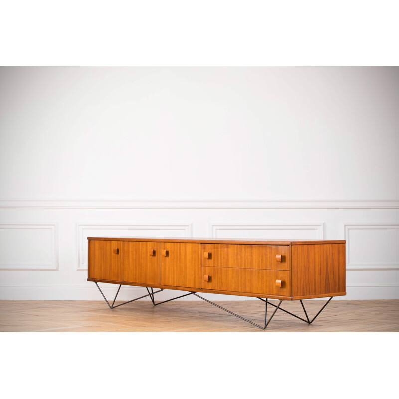 Vintage scandinavian sideboard in walnut and steel 1960