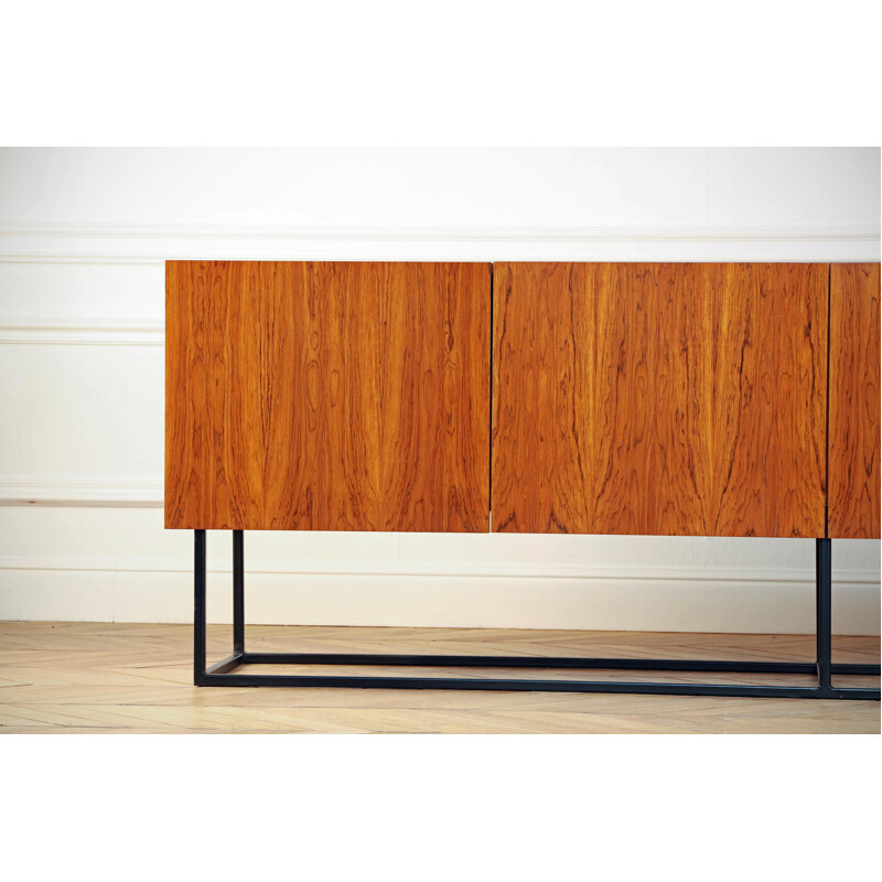 Enfilade vintage scandinave en palissandre et acier 1960