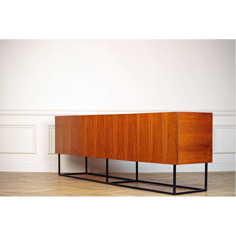 Vintage scandinavian sideboard in rosewood and steel 1960