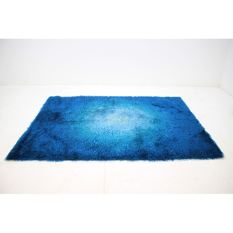 Vintage danish rug in blue rug in wool 1970
