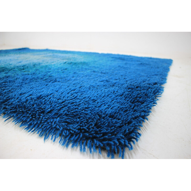 Tapis vintage danois en laine bleu 1970